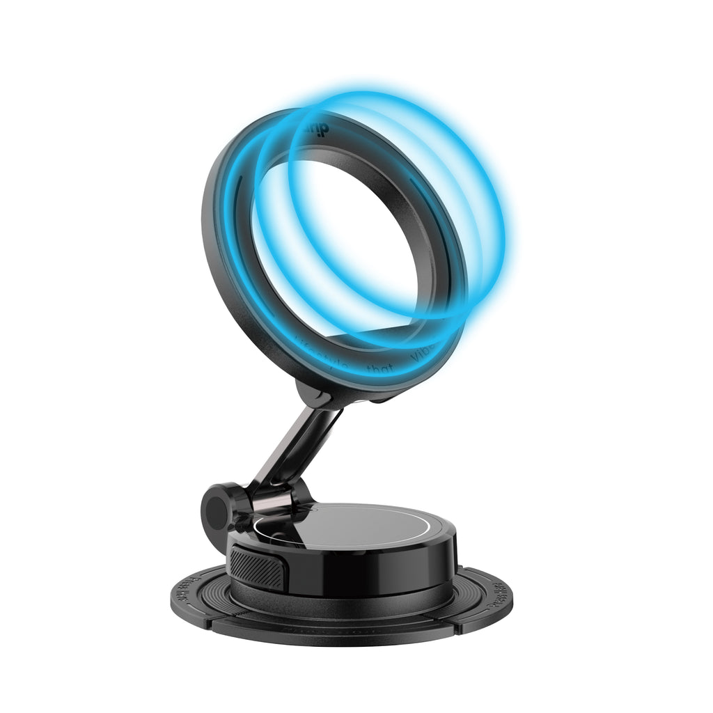 Drip 360° Rotatable & Foldable Press-to-Release Magnetic Car Phone Mount with Detachable Base Black