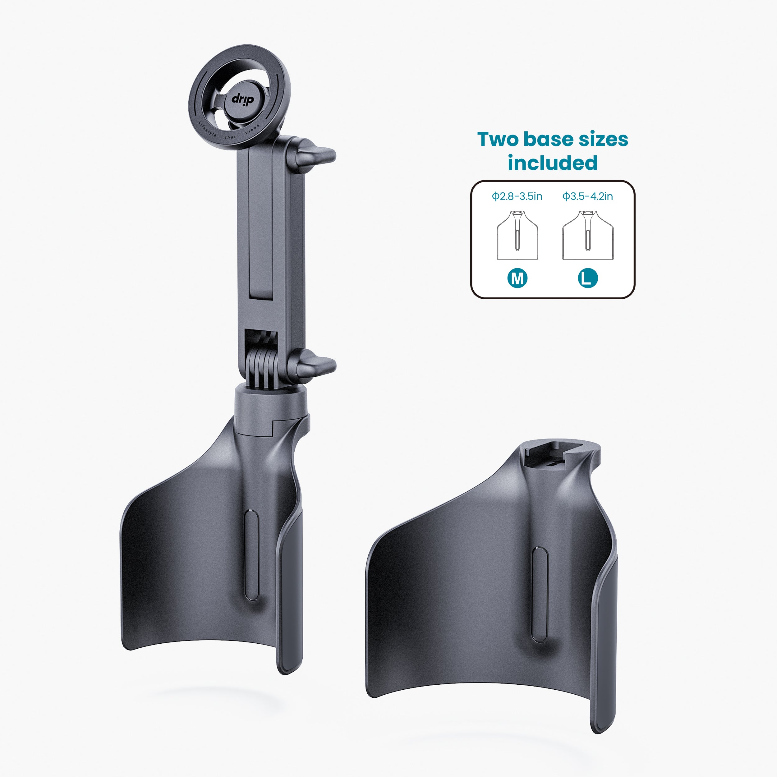 Drip 2-IN-1 Flexible Adjustment Cup Holder Mount Black