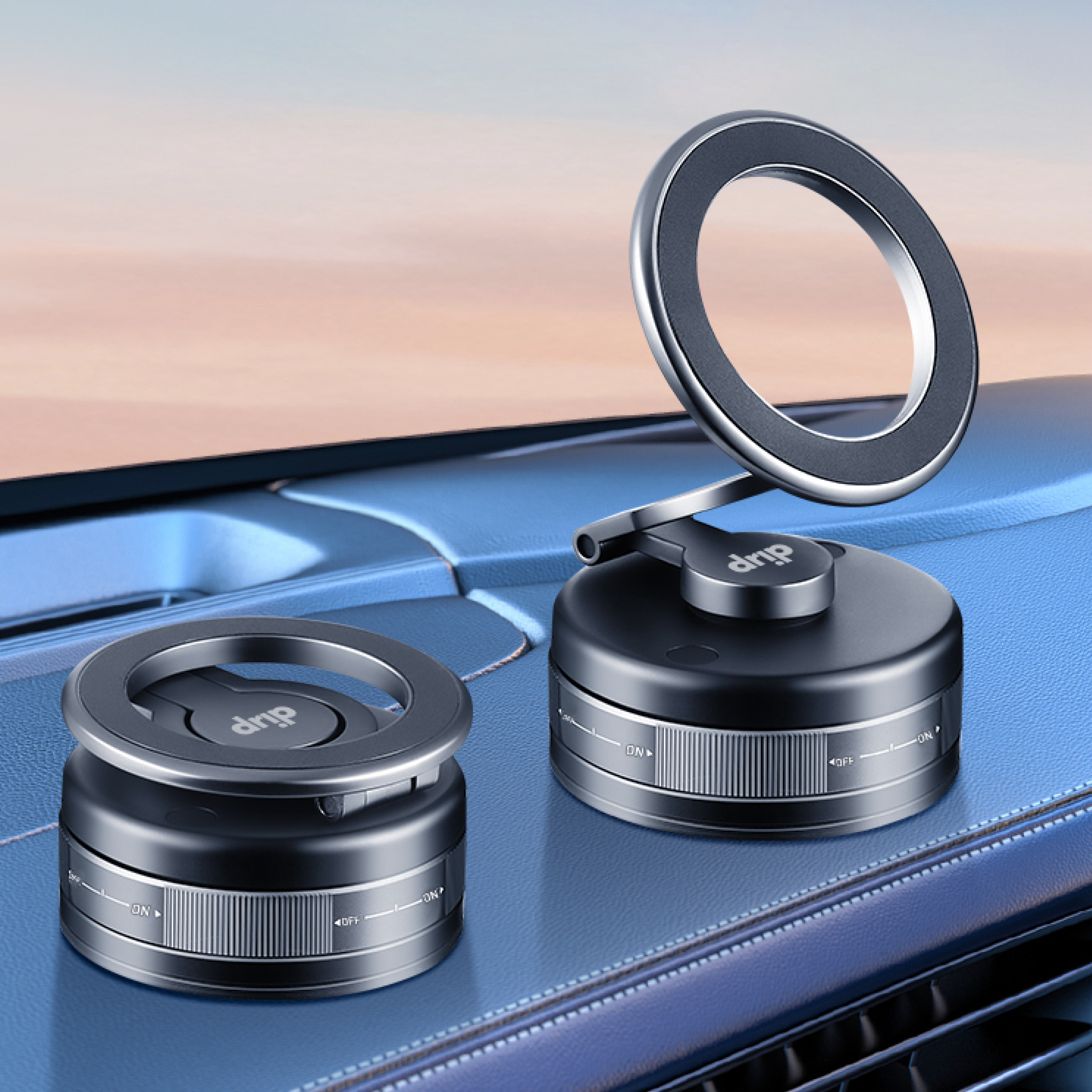 Drip Magnetic Phone Mount with Vacuum Suction & 360° Rotation Black