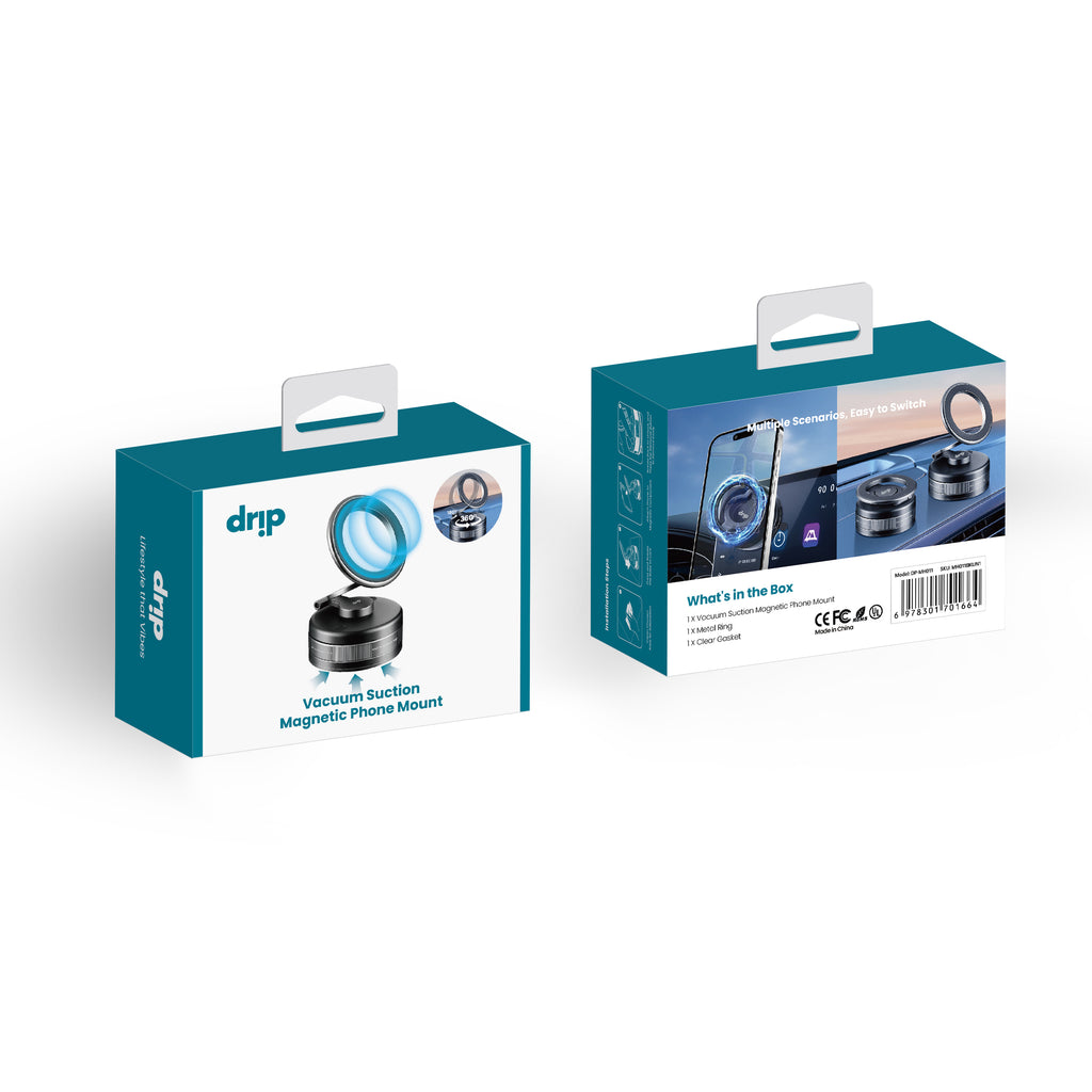 Drip Magnetic Phone Mount with Vacuum Suction & 360° Rotation Black