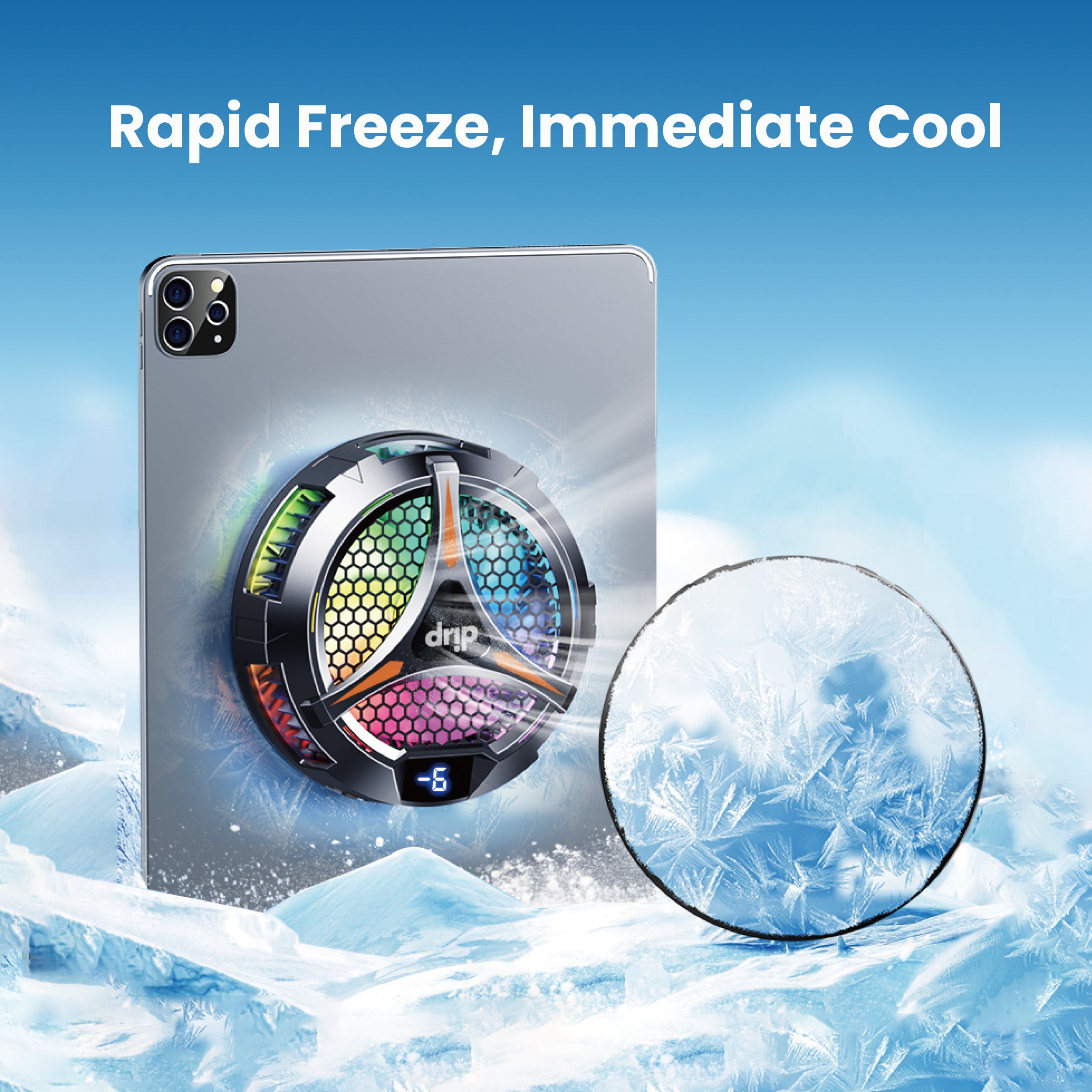 Drip Magnetic Tablet Cooling Radiator with LED Display Black