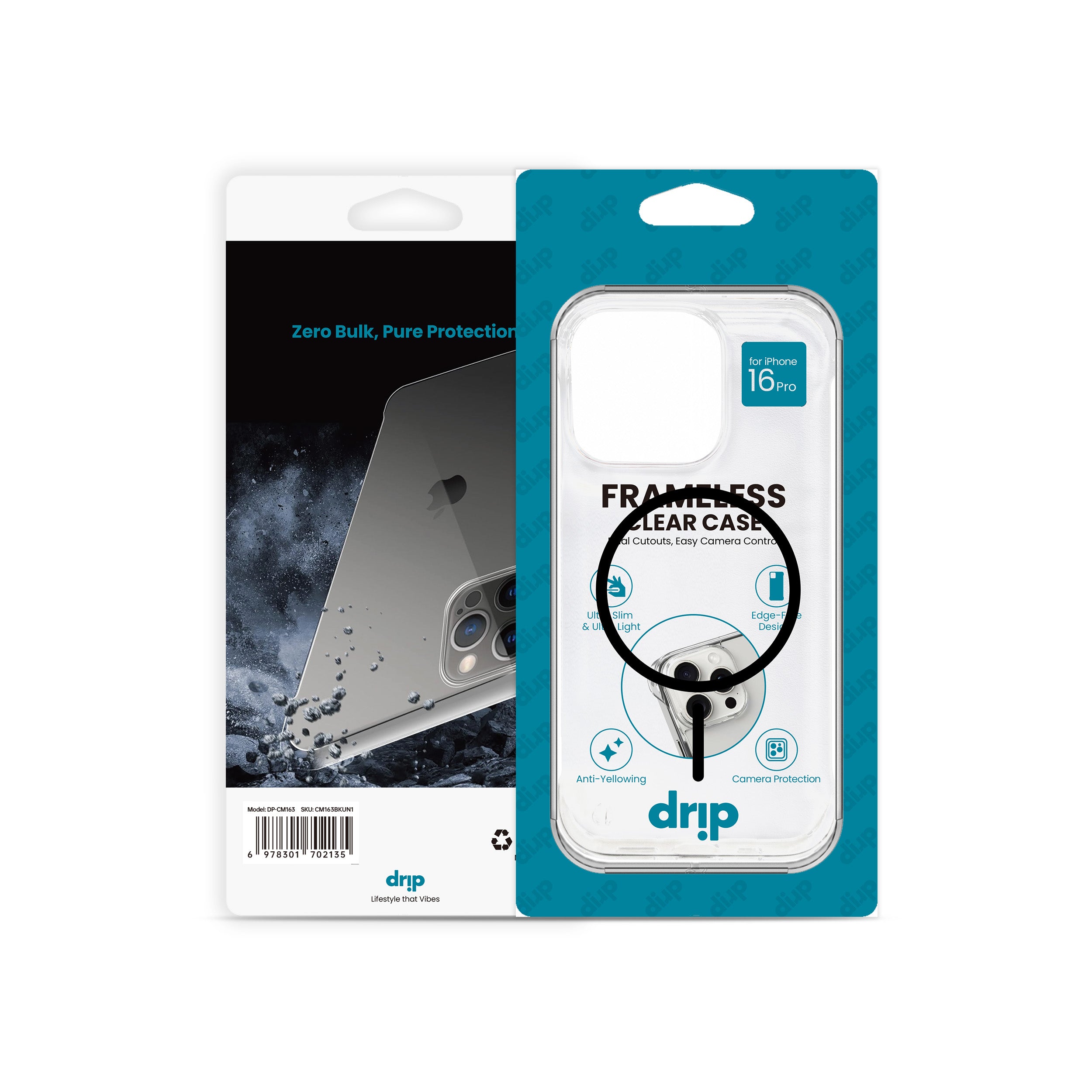 Drip Frameless Clear Phone Case for iPhone 15 & 16 Series