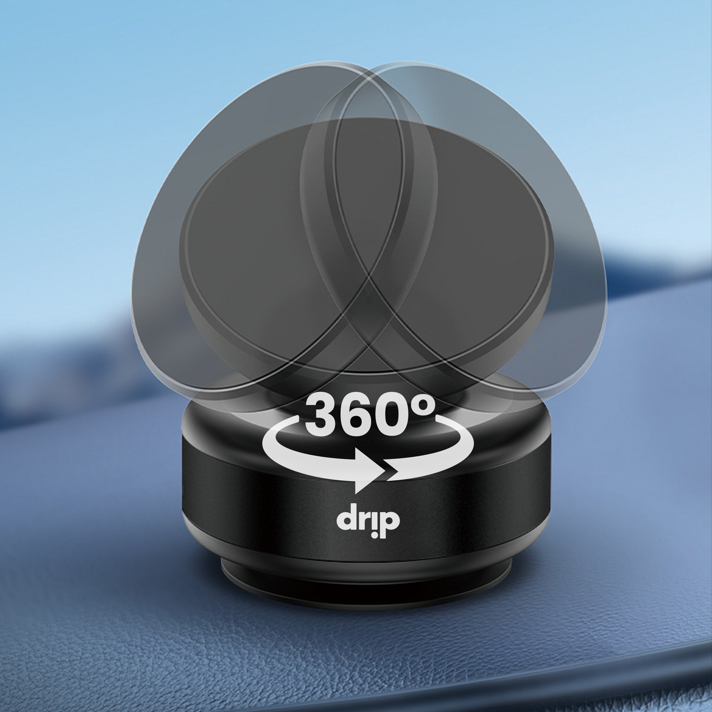 Drip 360° Magnetic Car Phone Mount with Vacuum Suction Black