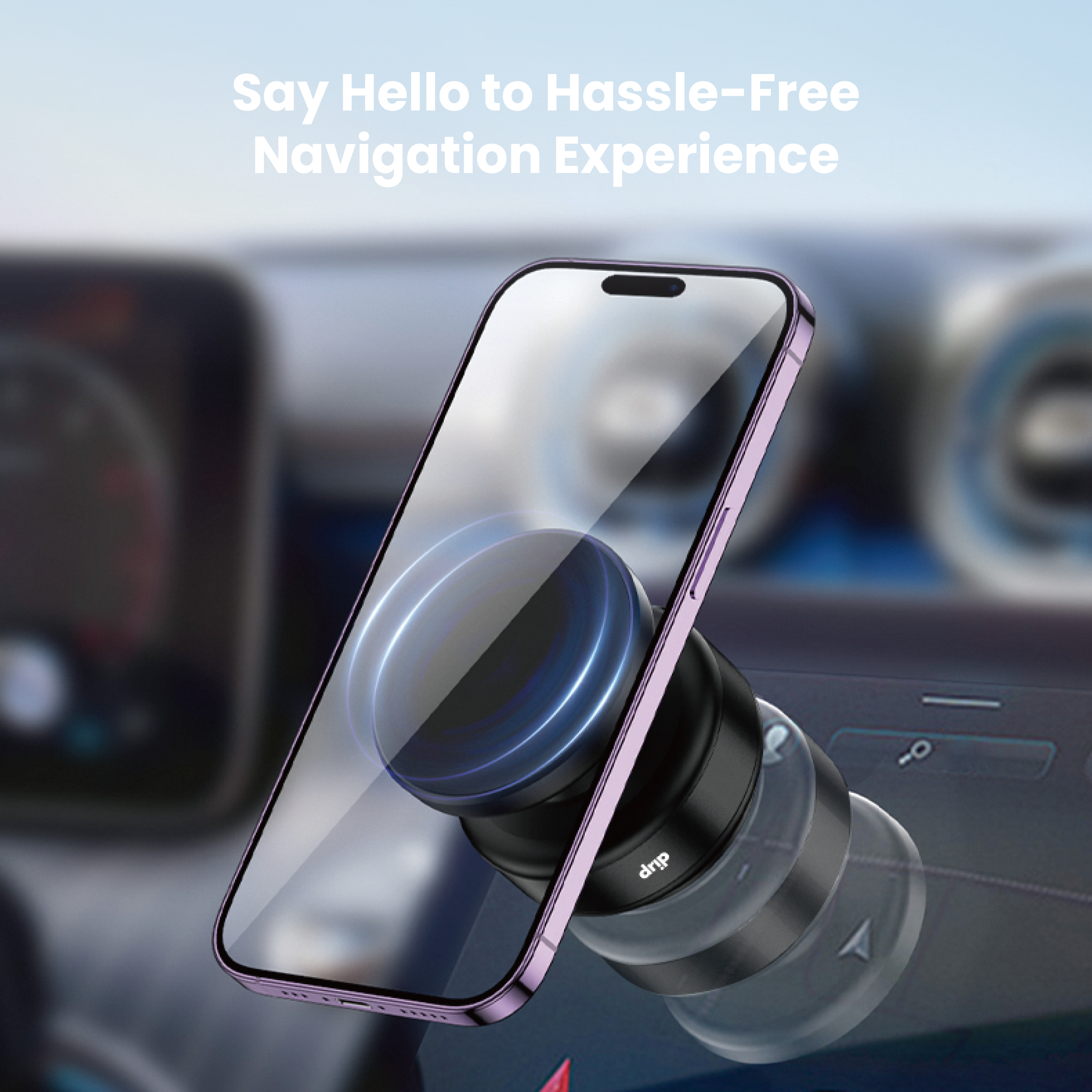 Drip 360° Magnetic Car Phone Mount with Vacuum Suction Black