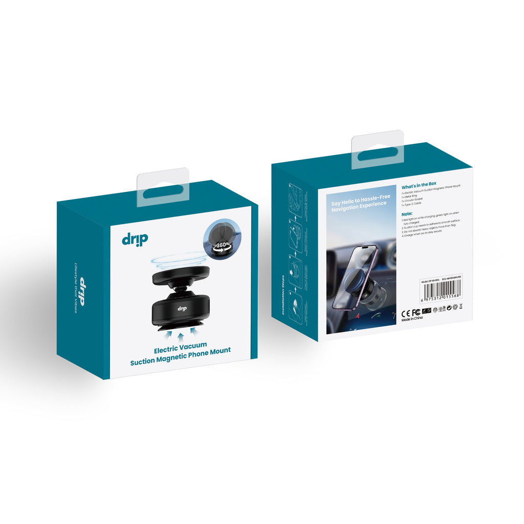 Drip 360° Magnetic Car Phone Mount with Vacuum Suction Black